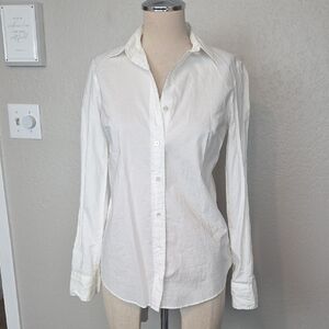 J. Crew White Boy Cut Cotton Button Down Size 0